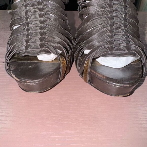 Pelle Moda Leather Heels Platform Caged Sandals Size 10 - Picture 4 of 6